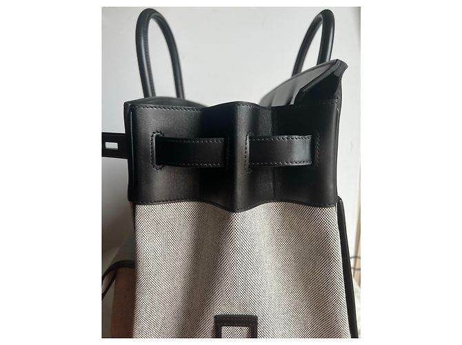 Sac à dépêches Hermès Hermes Haut a Courroies 40 Cargo canvas H/vitello Evercalf nero - vista 16