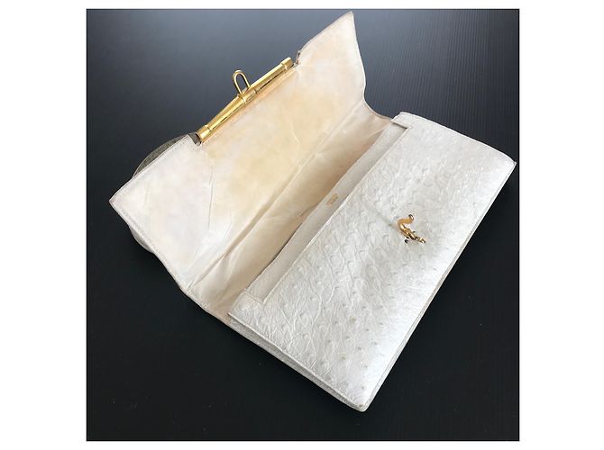 Borsa a mano Hermès Palonnier in pelle di struzzo Eggshell Bianco sporco - vista 10