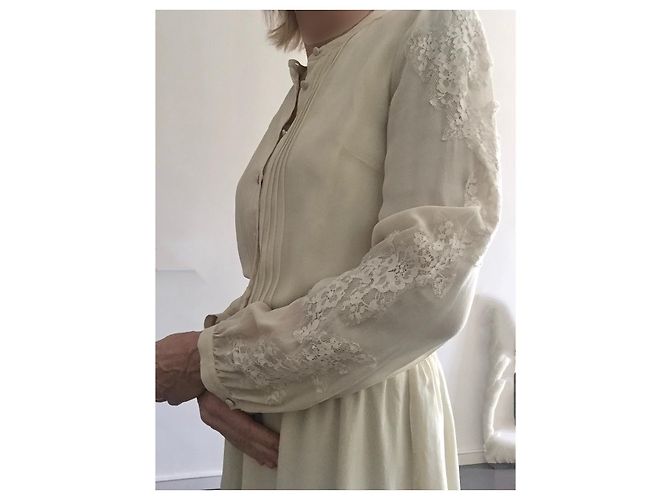 BDBA T Creme Chiffon Obe. 34-36-38 Beige Aus weiß - Ansicht 8
