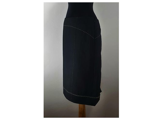 Autre Marque Falda Aeffe Spa negra de lana y viscosa Negro - vista 2