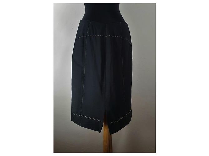 Autre Marque Falda Aeffe Spa negra de lana y viscosa Negro - vista 3