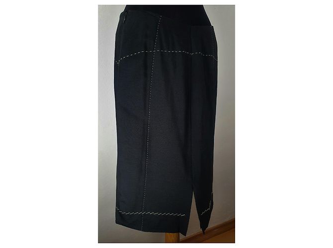 Autre Marque Falda Aeffe Spa negra de lana y viscosa Negro - vista 4