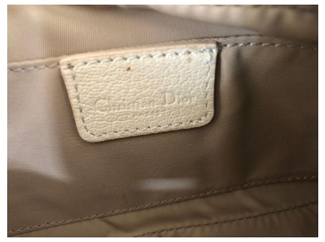 Pochette Christian Dior in tela beige - vista 4