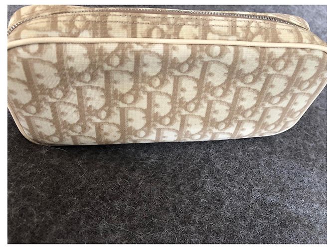 Pochette Christian Dior in tela beige - vista 5