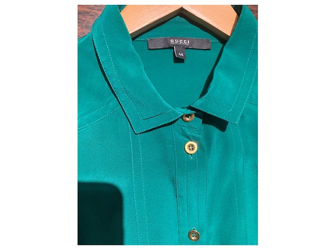 Vestido Gucci de seda verde esmeralda con cinturón - vista 5
