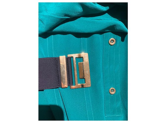 Vestido Gucci de seda verde esmeralda con cinturón - vista 6