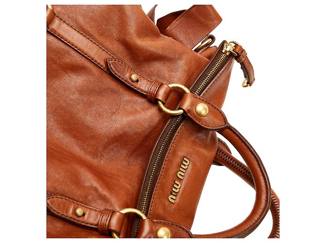 Cartella Fiocco Miu Miu Marrone Vitello Lux - vista 11