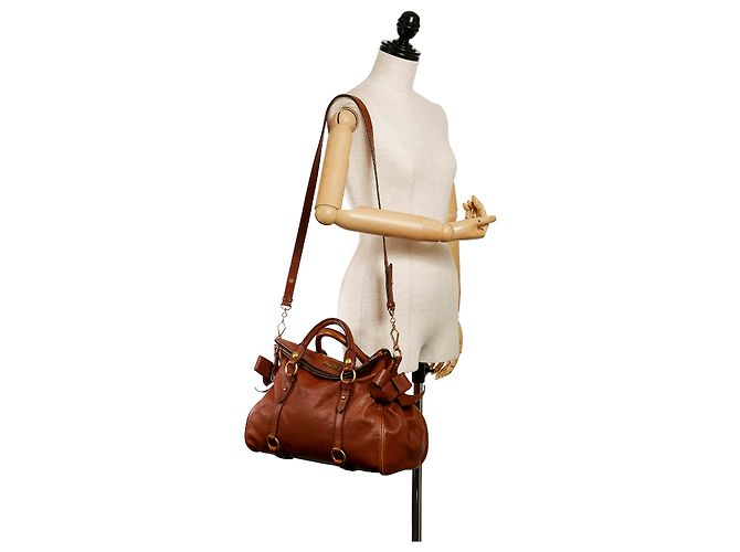 Cartella Fiocco Miu Miu Marrone Vitello Lux - vista 13