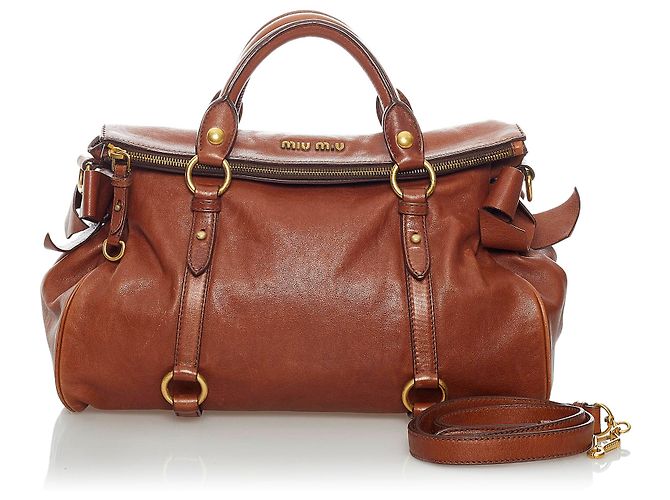 Cartella Fiocco Miu Miu Marrone Vitello Lux - vista 14