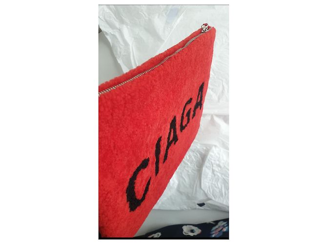 Borsa Balenciaga rossa in lana e pelle d'agnello Rosso - vista 3