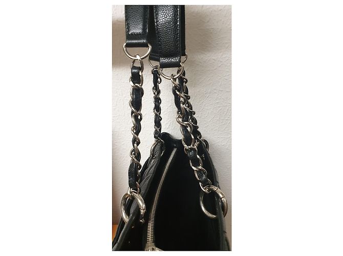 Chanel GST Grand Shopping Tote in pelle nera Nero - vista 15