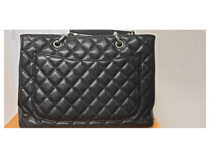 Chanel GST Grand Shopping Tote in pelle nera Nero - vista 3