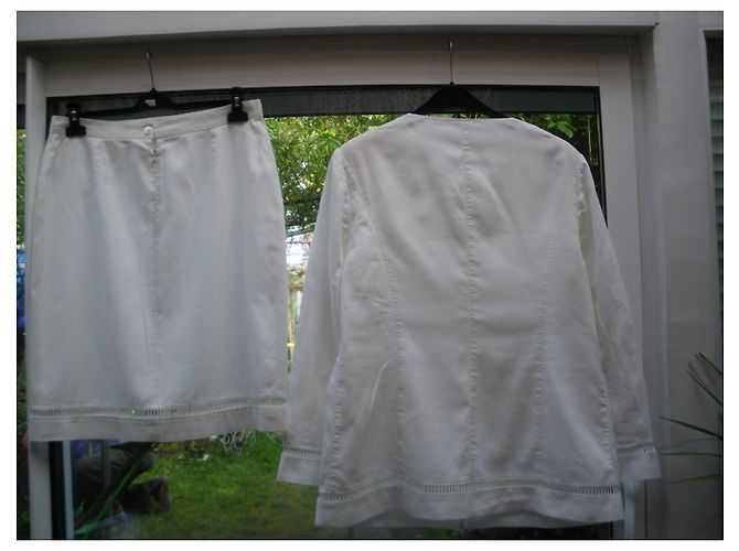 Guy Laroche Rockanzug Leinen Eggshell Aus weiß - Ansicht 2