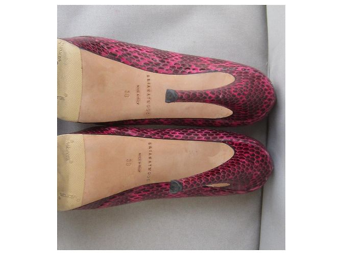 Scarpe con zeppa Brian Atwood serpente d'acqua rosa lucido 38 - vista 10