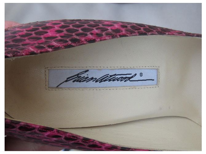 Scarpe con zeppa Brian Atwood serpente d'acqua rosa lucido 38 - vista 11