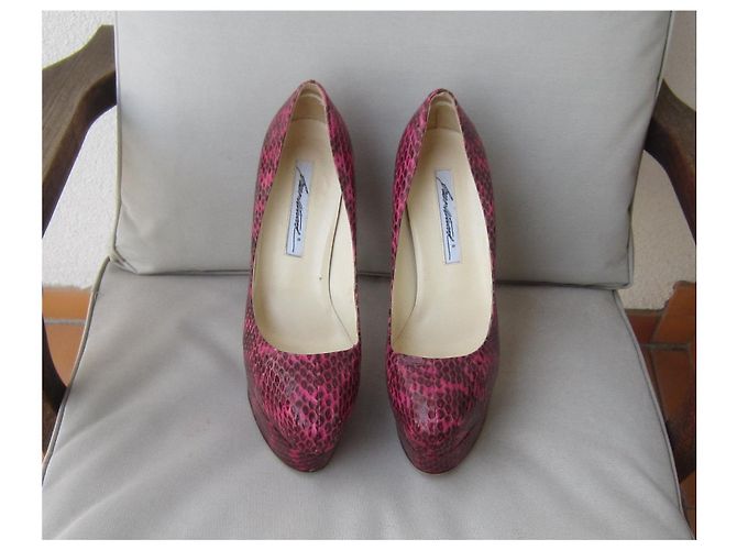Scarpe con zeppa Brian Atwood serpente d'acqua rosa lucido 38 - vista 2