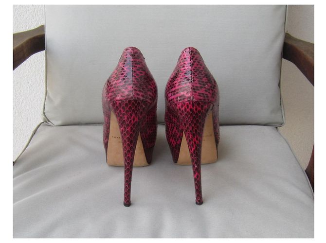 Scarpe con zeppa Brian Atwood serpente d'acqua rosa lucido 38 - vista 5