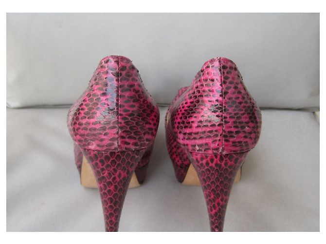 Scarpe con zeppa Brian Atwood serpente d'acqua rosa lucido 38 - vista 6