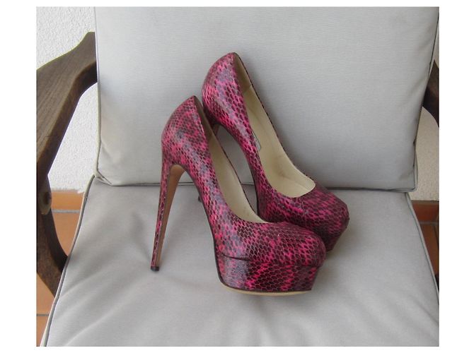 Scarpe con zeppa Brian Atwood serpente d'acqua rosa lucido 38 - vista 7