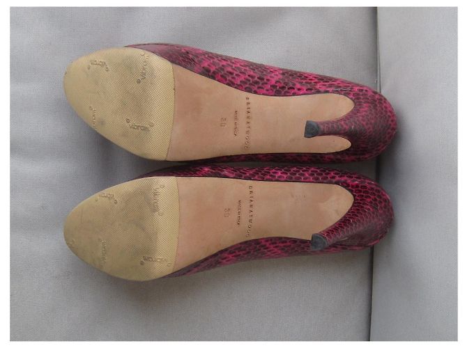 Scarpe con zeppa Brian Atwood serpente d'acqua rosa lucido 38 - vista 9