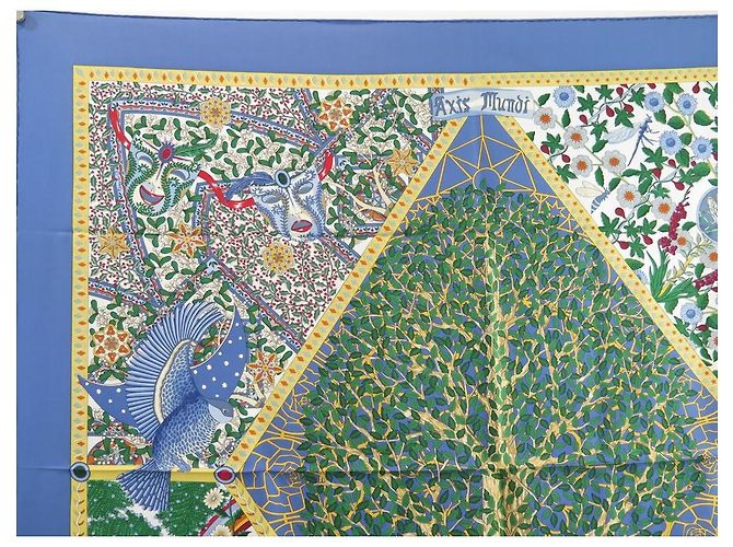 Hermès NUOVA SCIARPA HERMES AXIS MUNDI CHRISTINE HENRY 90SCIARPA IN SETA BLU SETA CM - vista 2