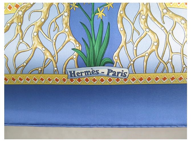 Hermès NUOVA SCIARPA HERMES AXIS MUNDI CHRISTINE HENRY 90SCIARPA IN SETA BLU SETA CM - vista 3