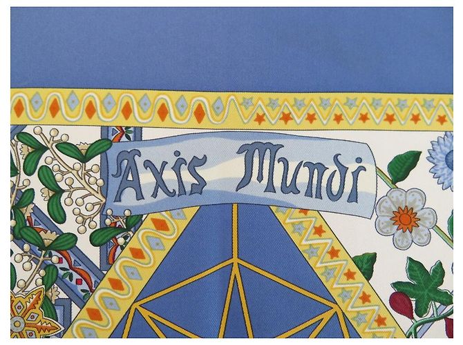 Hermès NUOVA SCIARPA HERMES AXIS MUNDI CHRISTINE HENRY 90SCIARPA IN SETA BLU SETA CM - vista 4