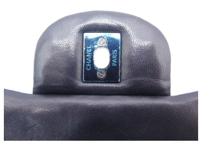CHANEL CLASSIC TIMELESS MAXI JUMBO BOLSA AZUL MARINHO COURO ACOLCHOADO - vista 10