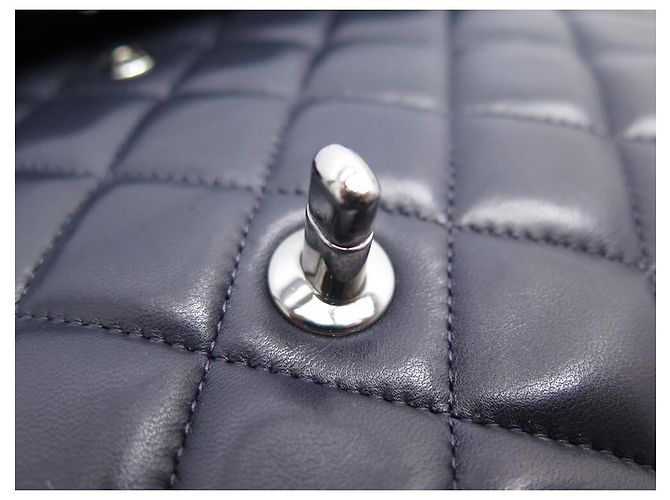 CHANEL CLASSIC TIMELESS MAXI JUMBO BOLSA AZUL MARINHO COURO ACOLCHOADO - vista 11