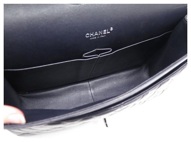 CHANEL CLASSIC TIMELESS MAXI JUMBO BOLSA AZUL MARINHO COURO ACOLCHOADO - vista 13