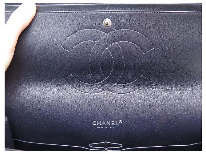 CHANEL CLASSIC TIMELESS MAXI JUMBO BOLSA AZUL MARINHO COURO ACOLCHOADO - vista 14
