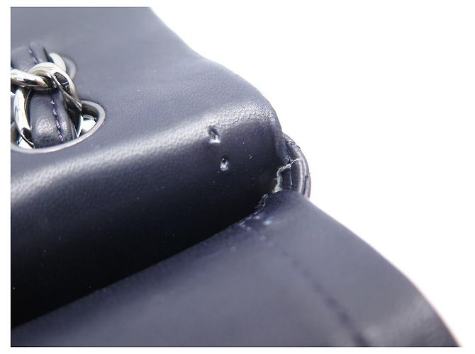 CHANEL CLASSIC TIMELESS MAXI JUMBO BOLSA AZUL MARINHO COURO ACOLCHOADO - vista 17