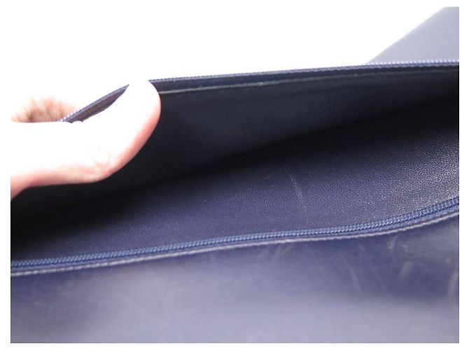CHANEL CLASSIC TIMELESS MAXI JUMBO BOLSA AZUL MARINHO COURO ACOLCHOADO - vista 18