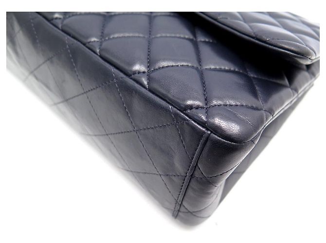 CHANEL CLASSIC TIMELESS MAXI JUMBO BOLSA AZUL MARINHO COURO ACOLCHOADO - vista 4