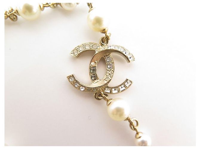 NUOVA COLLANA CHANEL LOGO CC E COLLANA DI PERLE 95COLLANA IN METALLO ORO CM D'oro - vista 4