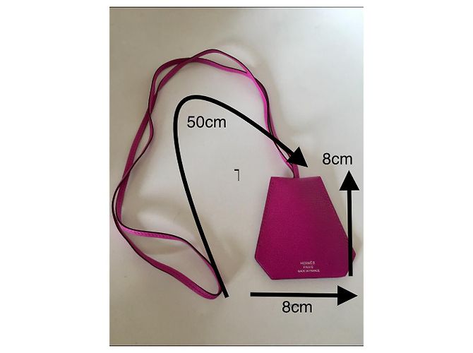 Hermès Leather bell pendant keychain link Fuschia - view 6