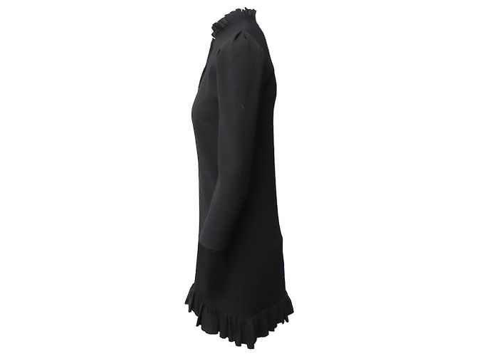Sandro Felice Minikleid mit Rüschenbesatz aus schwarzem Polyester - Ansicht 3