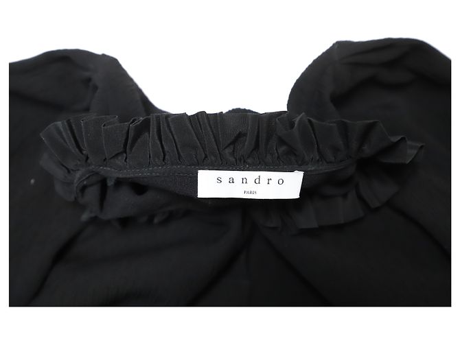 Sandro Felice Minikleid mit Rüschenbesatz aus schwarzem Polyester - Ansicht 6