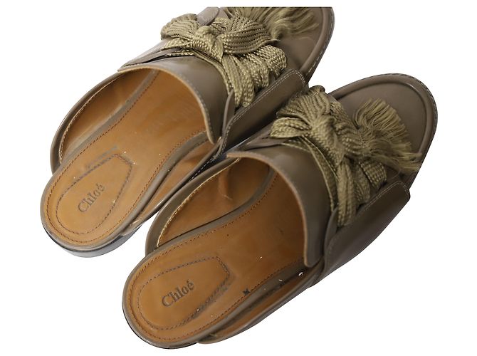 Chloé Mule com cadarço Chloe Harper em couro marrom - vista 7