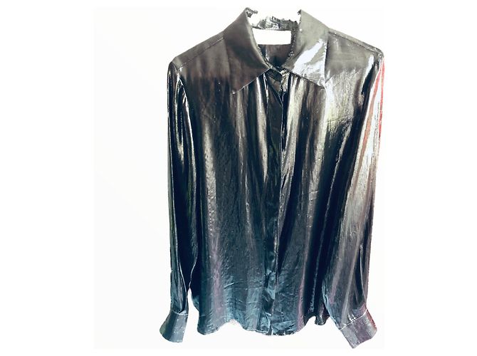 Blumarine Bluse aus Seide Schwarz Metallic Metallisch - Ansicht 2
