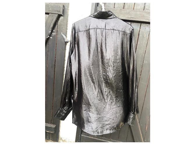 Blumarine Bluse aus Seide Schwarz Metallic Metallisch - Ansicht 4