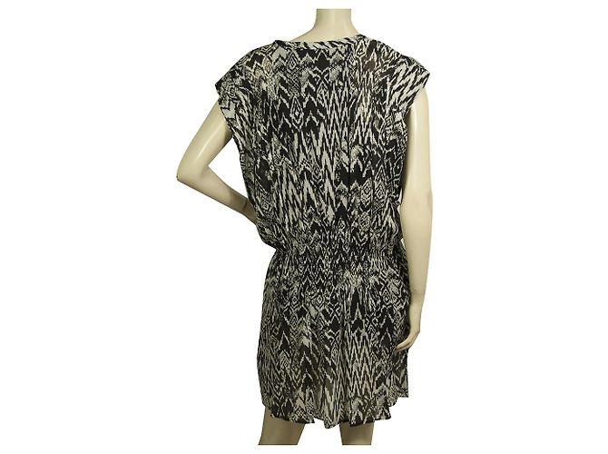 IRO Schwarz-weißes Viskose-Minikleid mit Cantela-Print Größe 36 - Ansicht 2