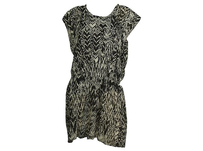 IRO Schwarz-weißes Viskose-Minikleid mit Cantela-Print Größe 36 - Ansicht 6