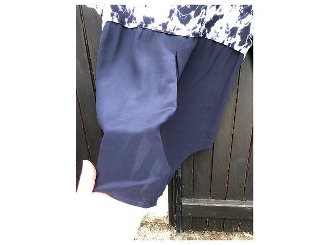 Georges Rech Kurzärmliger Strickpullover aus Baumwolle und Seide Weiß Blau Marineblau - Ansicht 7