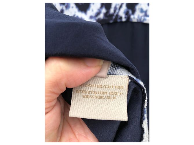 Georges Rech Kurzärmliger Strickpullover aus Baumwolle und Seide Weiß Blau Marineblau - Ansicht 9