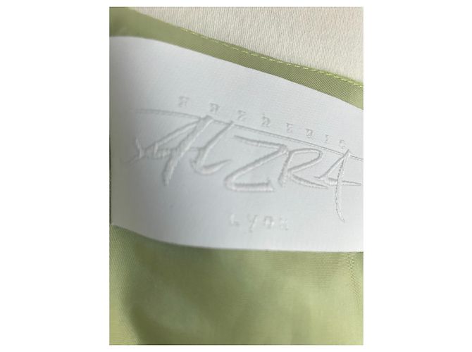 Autre Marque Abito da cocktail in seta Frédéric Alzra con pizzo e cristalli Verde chiaro - vista 4