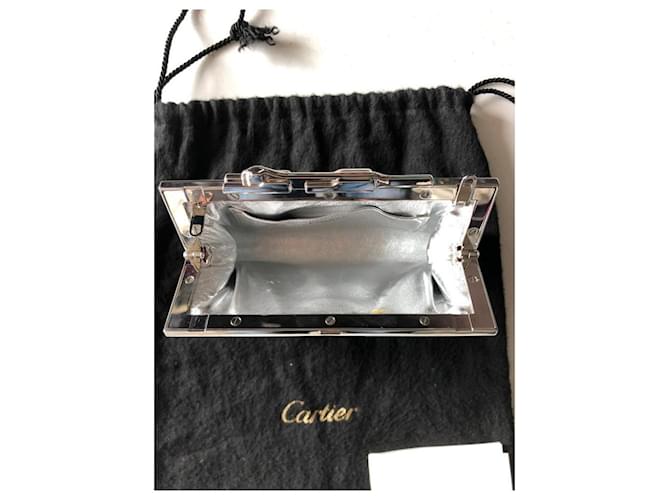 Borsa da sera Cartier Python con chiusura Silver Panther Rosa Porpora - vista 2