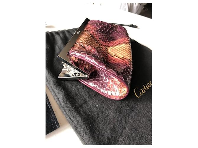 Borsa da sera Cartier Python con chiusura Silver Panther Rosa Porpora - vista 3