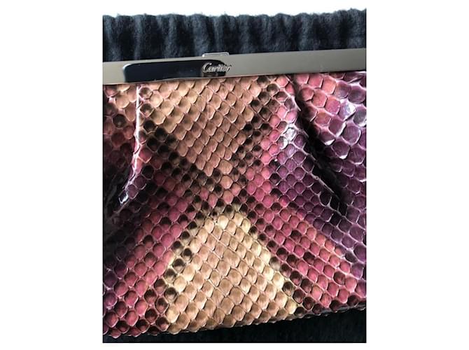 Borsa da sera Cartier Python con chiusura Silver Panther Rosa Porpora - vista 4