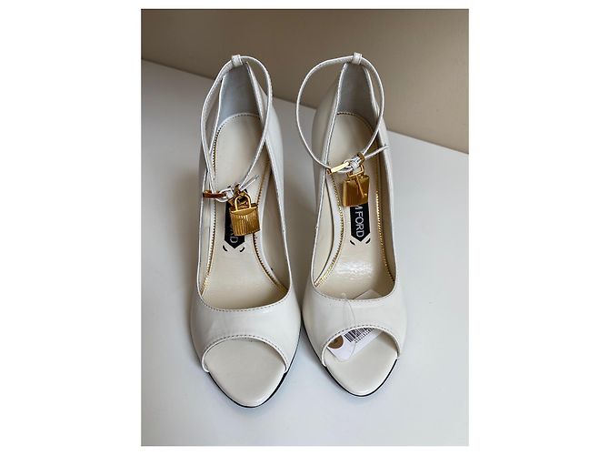 Décolleté aperte Tom Ford in pelle bianca Bianco - vista 10